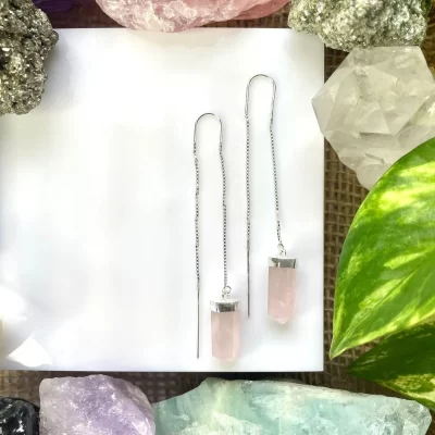 Brinco corrente prata com pedras naturais