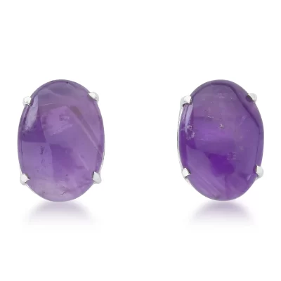 Brincos fixos pedras naturais e prata